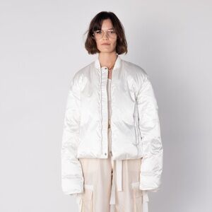 Madeinam Jill Bomber Puffer Jacket Winter Coat Oversized Satin Shine white XS